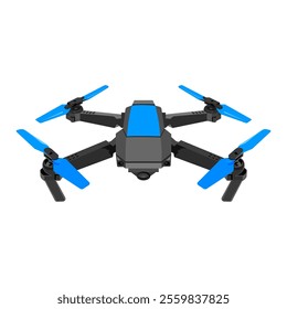 Professional drone for industrial isolated on white background. Flying drone with diagonal moving
