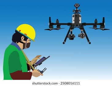 The professional drone industry flies with LIDAR for mapping. Operator remote pilot on duty