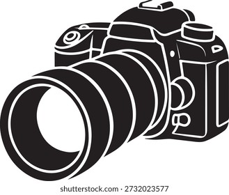Ícone profissional da silhueta da câmera DSLR para fotografia e videografia