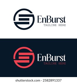 Professional E logo minimalist letter enburst design