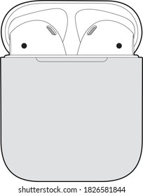 Professional Earphone Case Pod Vector / Line Drawing. Icon, Logo, Design, Element