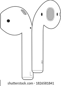 Professional Earphone Pod Vector / Line Drawing. Icon, Logo, Design, Element