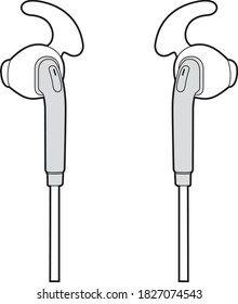 Vector de auriculares profesionales / Plano de líneas. Icono, logotipo, diseño, elemento