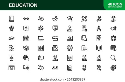 Professional Education Icon Set. Editable Modern Icons for Learning, Teaching, Schools, and Digital Educational Tools