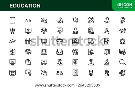 Professional Education Icon Set. Editable Modern Icons for Learning, Teaching, Schools, and Digital Educational Tools