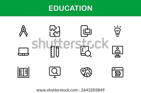 Professional Education Icon Set. Editable Modern Icons for Learning, Teaching, Schools, and Digital Educational Tools