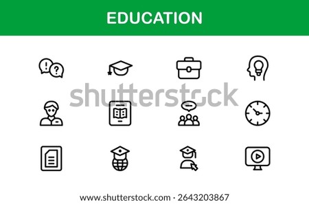 Professional Education Icon Set. Editable Modern Icons for Learning, Teaching, Schools, and Digital Educational Tools