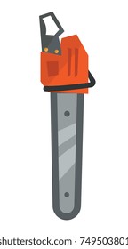 Professional electric hand chainsaw. Vector cartoon illustration isolated on white background.