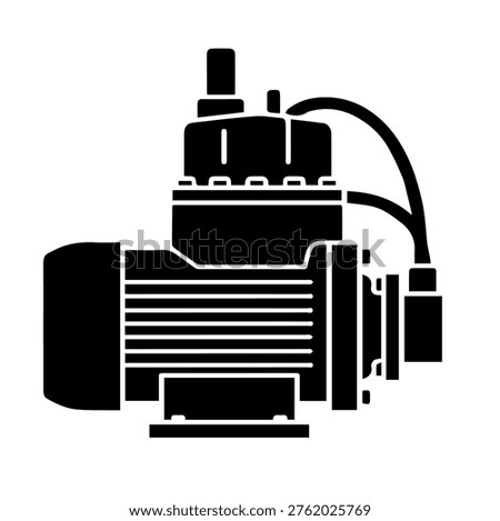 Professional Electric Motor Pump Silhouette Vector Illustration for Industrial Water Management Equipment Design Icon Technical Engineering Template