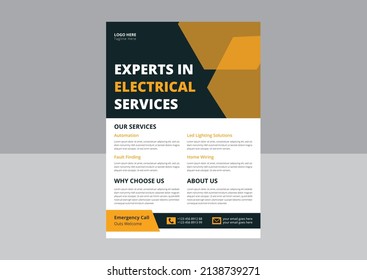 Professional electrical service poster and flyer. Electrician and Electrical Company Flyer, Home Appliance Repair Service Flyer.