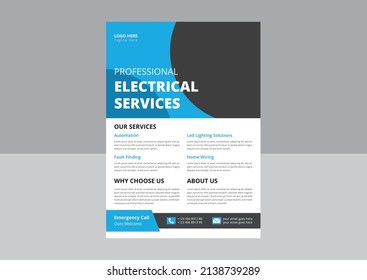 Professional electrical service poster and flyer. Electrician and Electrical Company Flyer, Home Appliance Repair Service Flyer.