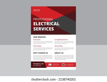 Professional electrical service poster and flyer. Electrician and Electrical Company Flyer, Home Appliance Repair Service Flyer.