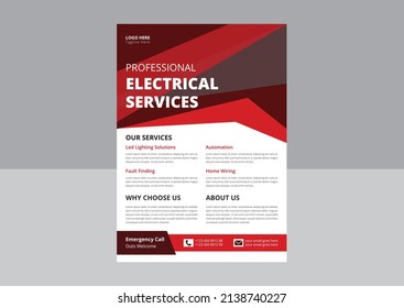 Professional electrical service poster and flyer. Electrician and Electrical Company Flyer, Home Appliance Repair Service Flyer.