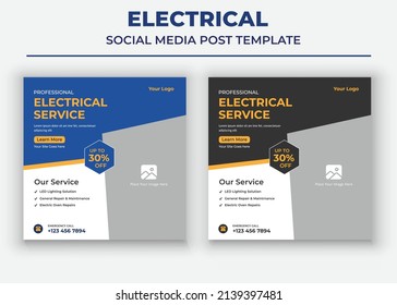 Professional electrical service poster, Electrical Social Media Post and Flyer Template