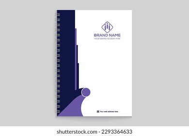 Professional elegant blue color notebook cover design 