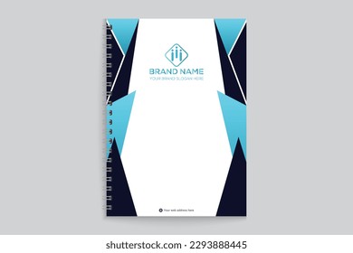 Professional elegant blue color notebook cover design