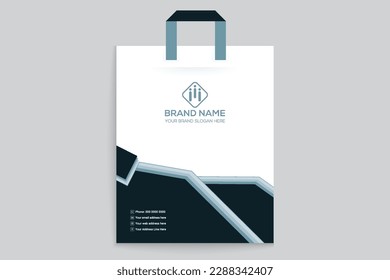 Professional elegant blue color shopping bag design 