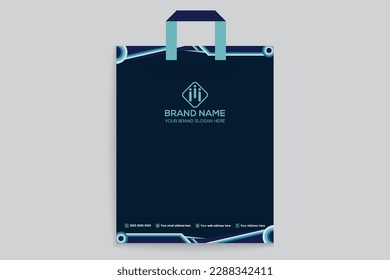 Professional elegant blue color shopping bag design 