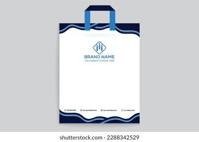 Professional elegant blue color shopping bag design 