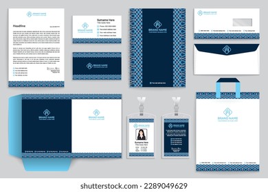 Professional elegant blue color stationery design 