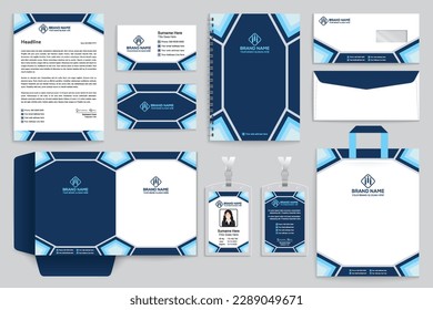 Professional elegant blue color stationery design 