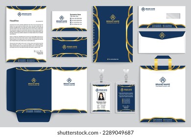 Professional elegant blue color stationery design 