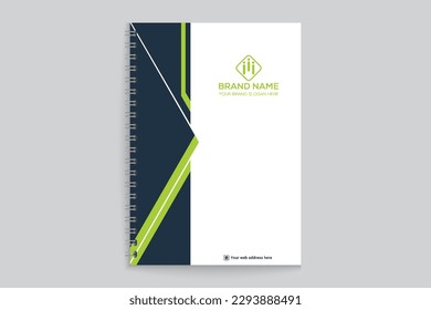 Professional elegant blue and green notebook cover design 