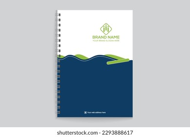 Professional elegant blue and green notebook cover design 