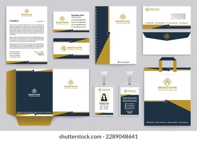 Professional elegant blue and green stationery design 