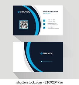 Plantilla de diseño de tarjetas de visita profesional elegante en blanco y azul
