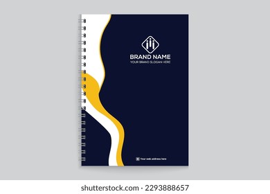 Professional elegant blue and yellow notebook cover design 