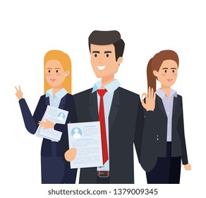 professional elegant businesspeople with executive documents