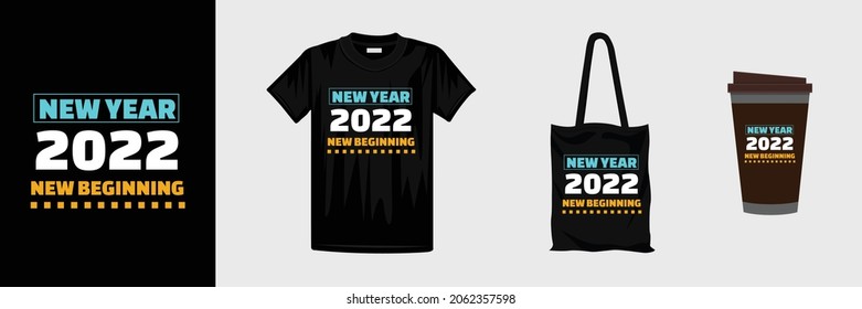 Professional elegant happy new year typography t shirt design. Good for t-shirt, mug, gift and other printing.