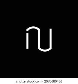 Professional elegant latest artistic letter UN NU N  logo icon  black and white color
