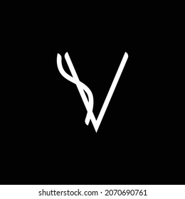 Professional elegant latest artistic letter V VS SV logo icon  black and white color
