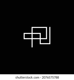 Professional elegant latest artistic letter P O U logo icon  black and white color