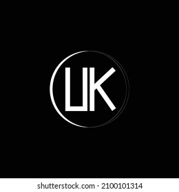 Professional elegant latest artistic letter UK KU logo icon  black and white color
