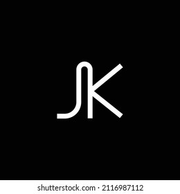 Professional elegant latest artistic letter JK KJ logo icon  black and white color