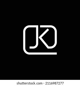 Professional elegant latest artistic letter JK KJ logo icon  black and white color