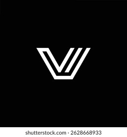 Professional elegant latest artistic letter VW WV logo icon black and white color