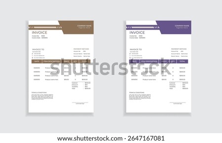 Professional elegant minimal invoice template design layout