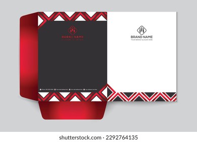 Diseño profesional elegante de carpetas de presentación en color rojo y negro