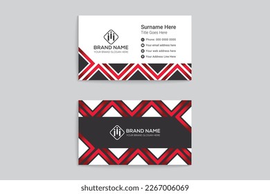 Plantilla de diseño de tarjetas de negocios modernas y elegantes en blanco y rojo