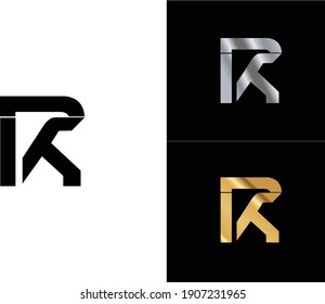 professional elegant trendy artistic black and gold color RK KR initial based Alphabet icon logo.