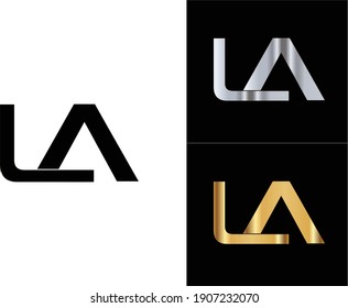 professional elegant trendy artistic black and gold color LA AL initial based Alphabet icon logo.