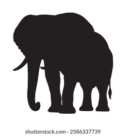 Professional Elephant Silhouette with Sharp Details for Printing - Elephant Vector - Elephant Illustration
