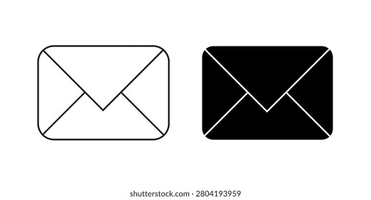 Professional email message envelope icon set featuring outline and filled styles for user interfaces applications websites and communication systems