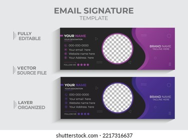 Professional email signature template, creative web socila media cover simple and elegant, corporate vector e-footer