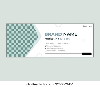 Professional Email Signature Template Modern and Minimal Layout,unique vector design template.
Modern and minimalist layout white background and green shape design.

