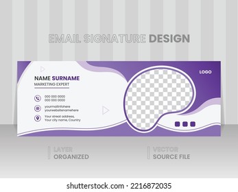 Professional email signature template, Unique vector layout design with standard size, Creative company advertisement cover, Marketing specialist brand identity, Modern email marketing concept